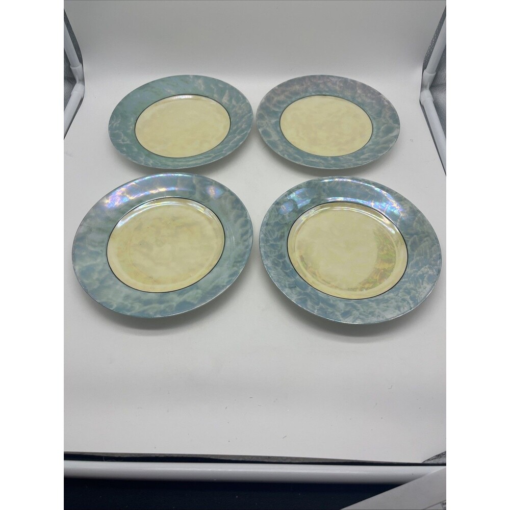 Czech Slovakia Phoenix China Lusterware Snack Plate, Set Of 4